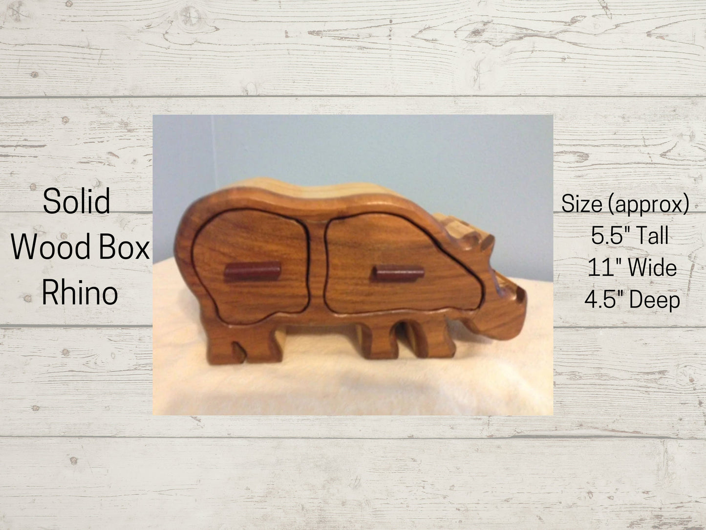 Solid Wood Box w/Drawers - Rhinoceros, Jewelry Box, Handcrafted, Custom Box, Personalized Box, Handmade, Home Decor, Engraved, Stash Box