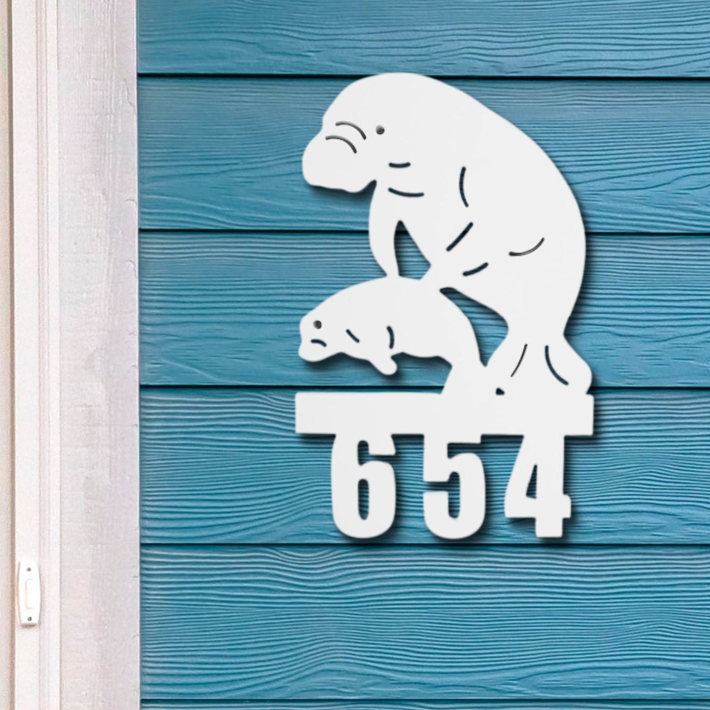 House Number Sign, Manatee with Baby
