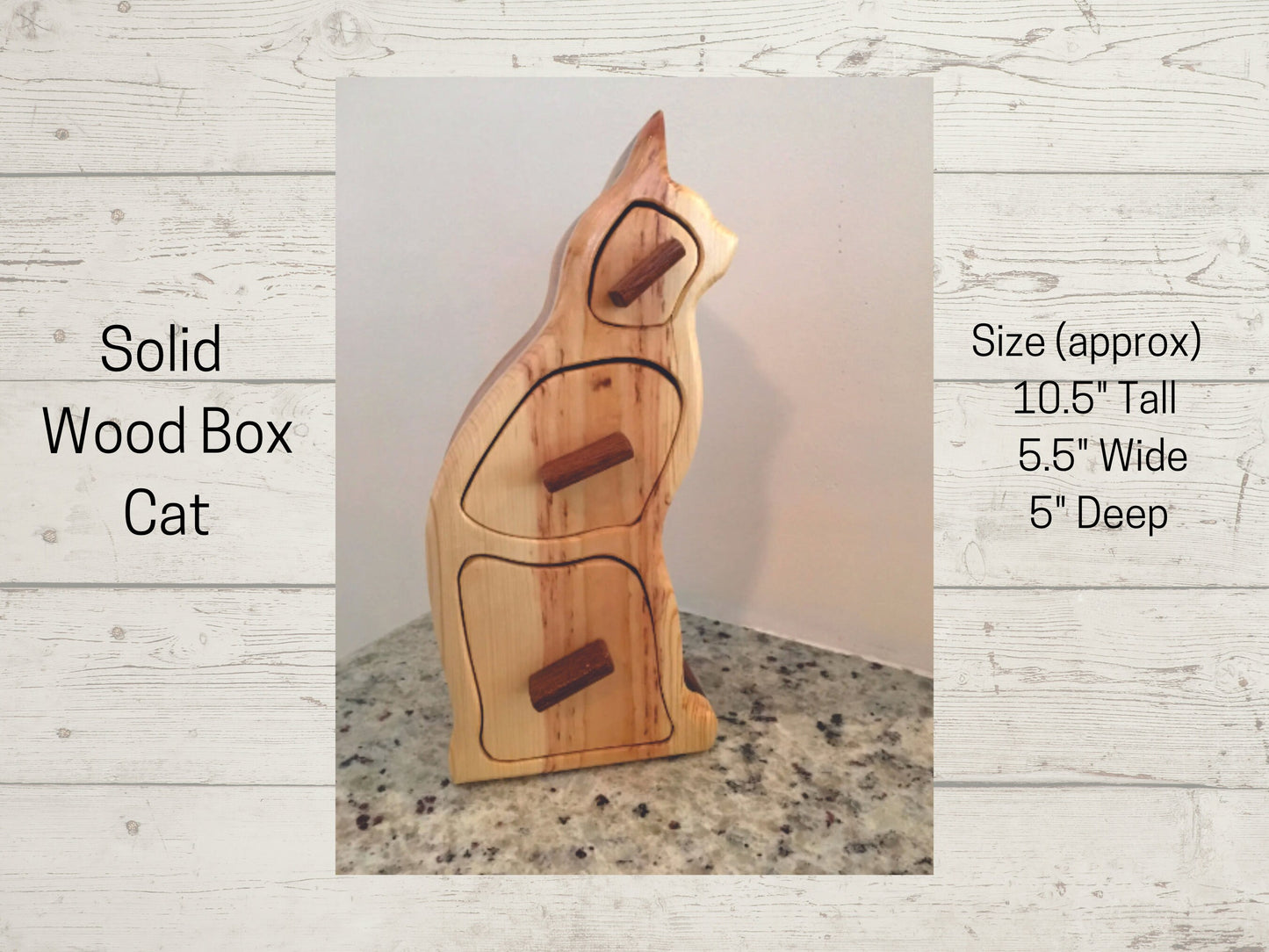 Solid Wood Box w/Drawers - Cat Shaped, Jewelry Box, Handcrafted, Custom Box, Personalized Box, Handmade, Home Decor, Engraved, Stash Box