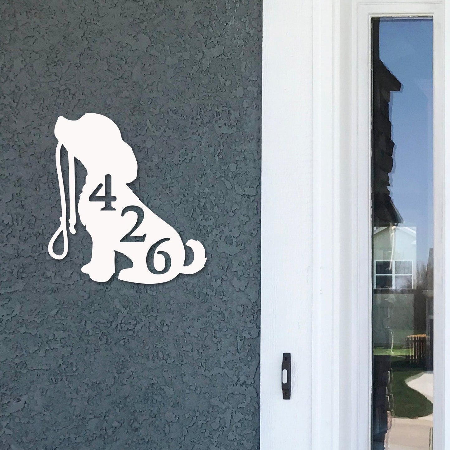 House Number Plaque - Puppy W/Leash