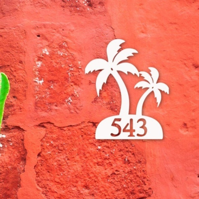 House Number Plaque - Palm Tree Double