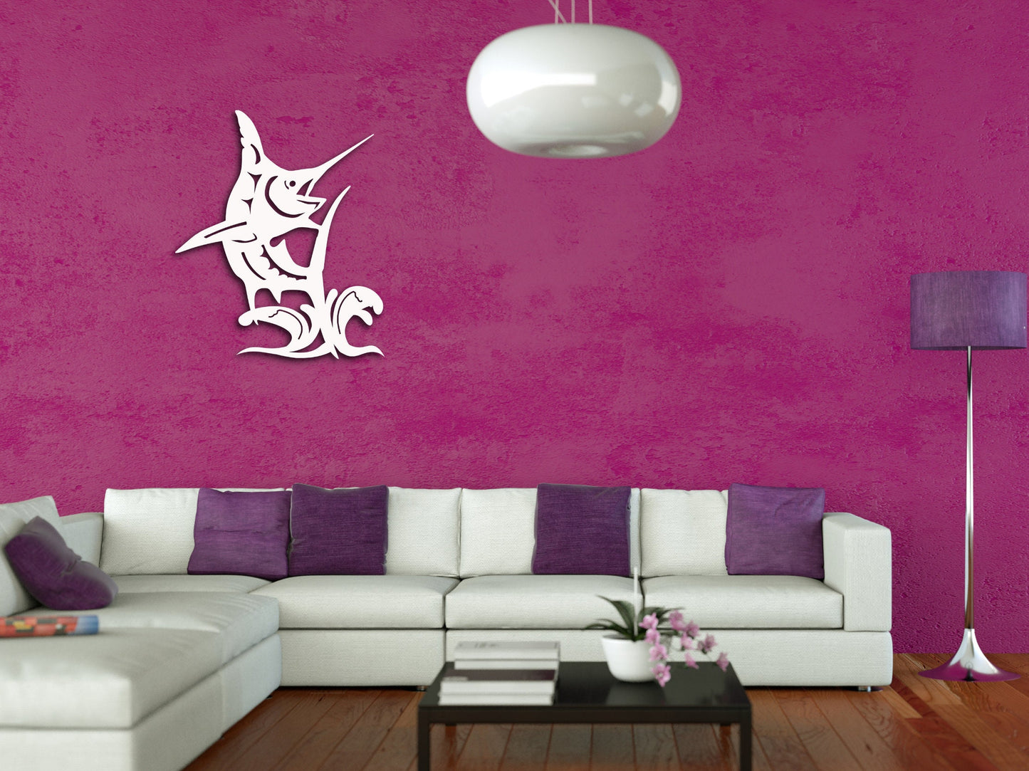 Wall Art, Marlin Splash, Tropical, Outdoor Decor, Housewarming Gift, Nautical, Coastal, Custom, PVC Wall Art, Long Lasting