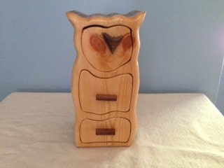 Solid Wood Box w/Drawers - Owl, Jewelry Box, Handcrafted, Custom Box, Personalized Box, Handmade, Box, Home Decor, Engraved, Stash Box