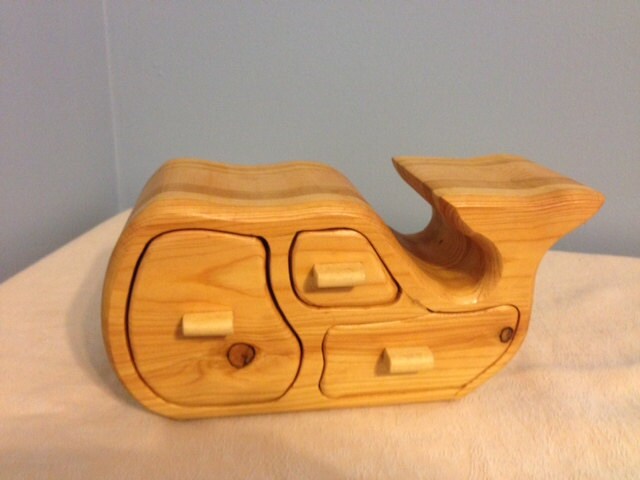 Solid Wood Box w/Drawers - Whale, Jewelry Box, Handcrafted, Custom Box, Personalized Box, Handmade, Box, Home Decor, Engraved, Stash Box