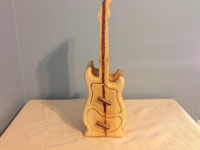 Solid Wood Box w/ Drawers - Guitar, Jewelry Box, Handcrafted, Custom Box, Personalized Box, Handmade, Box, Home Decor, Engraved, Stash Box