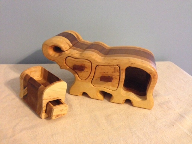 Solid Wood Box w/Drawers - Elephant, Jewelry Box, Handcrafted, Custom Box, Personalized Box, Handmade, Home Decor, Engraved, Stash Box
