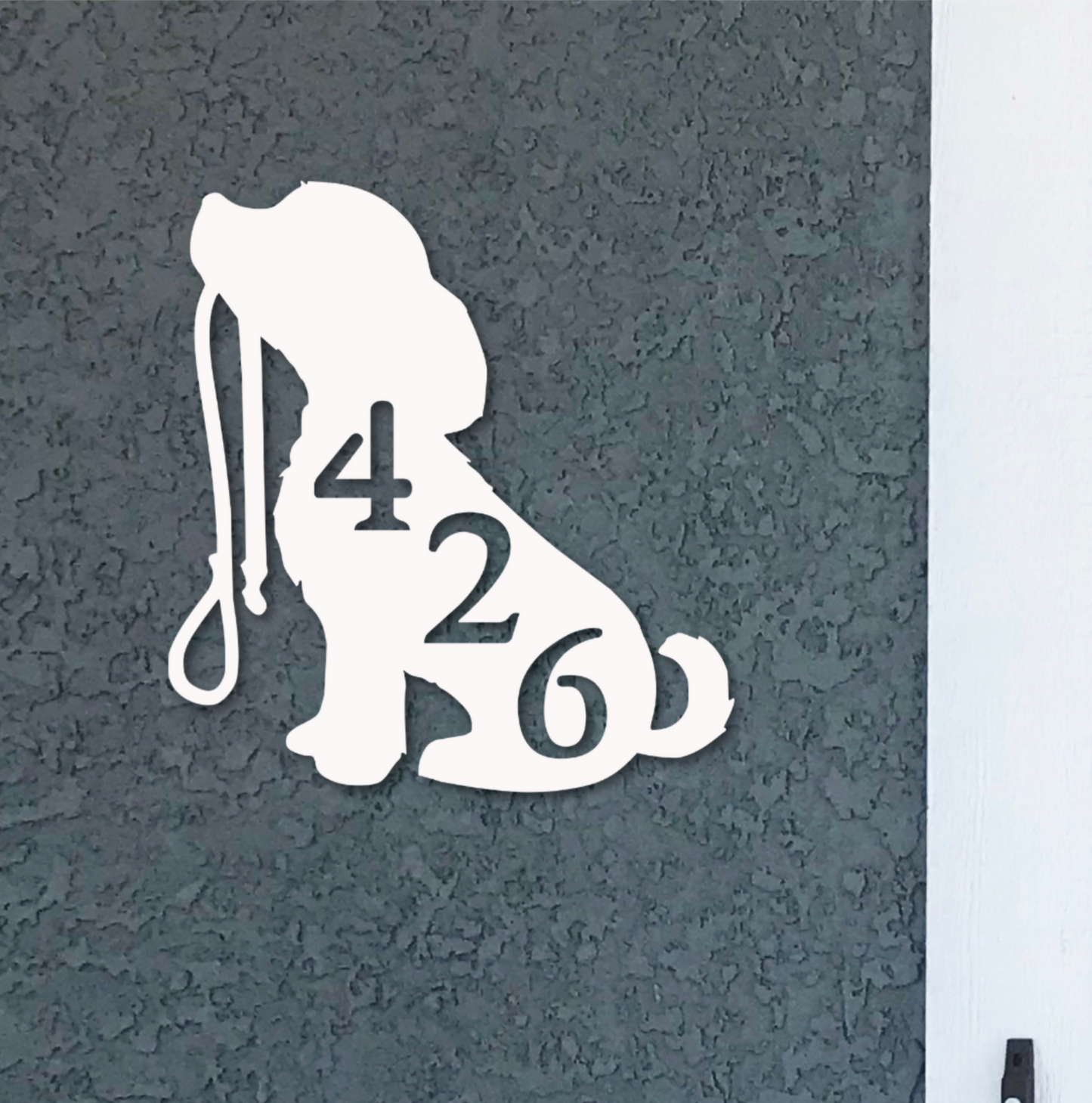 House Number Plaque - Puppy W/Leash