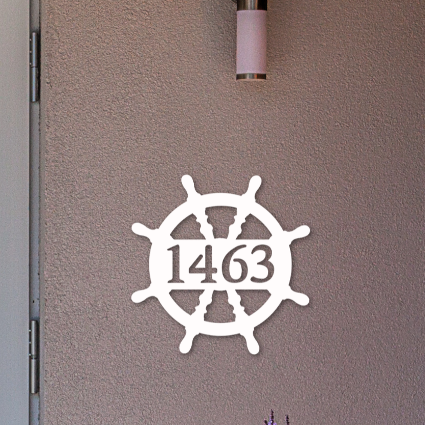 House Number Plaque - Ship's Wheel