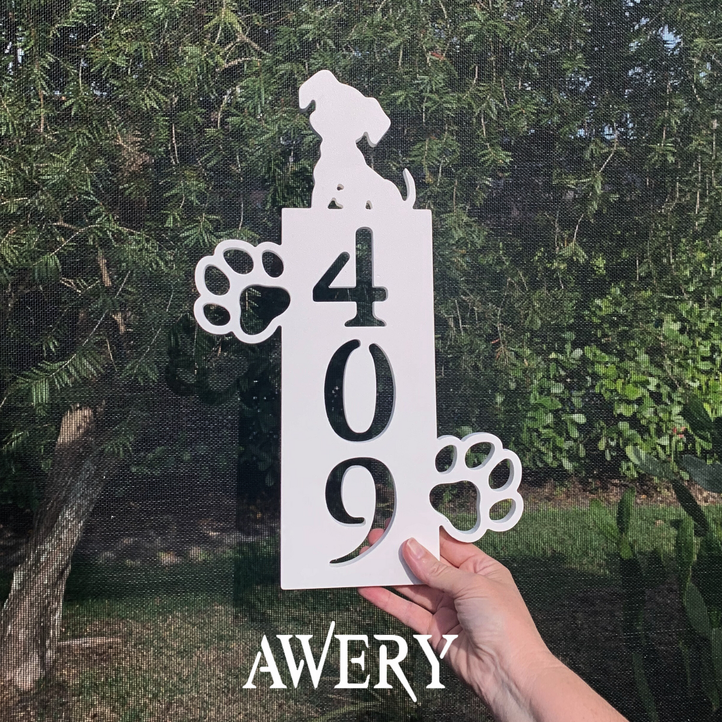 House Number Plaque - Puppy Paws