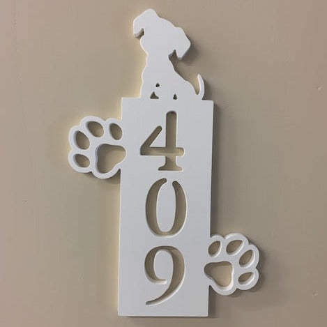 House Number Plaque - Puppy Paws