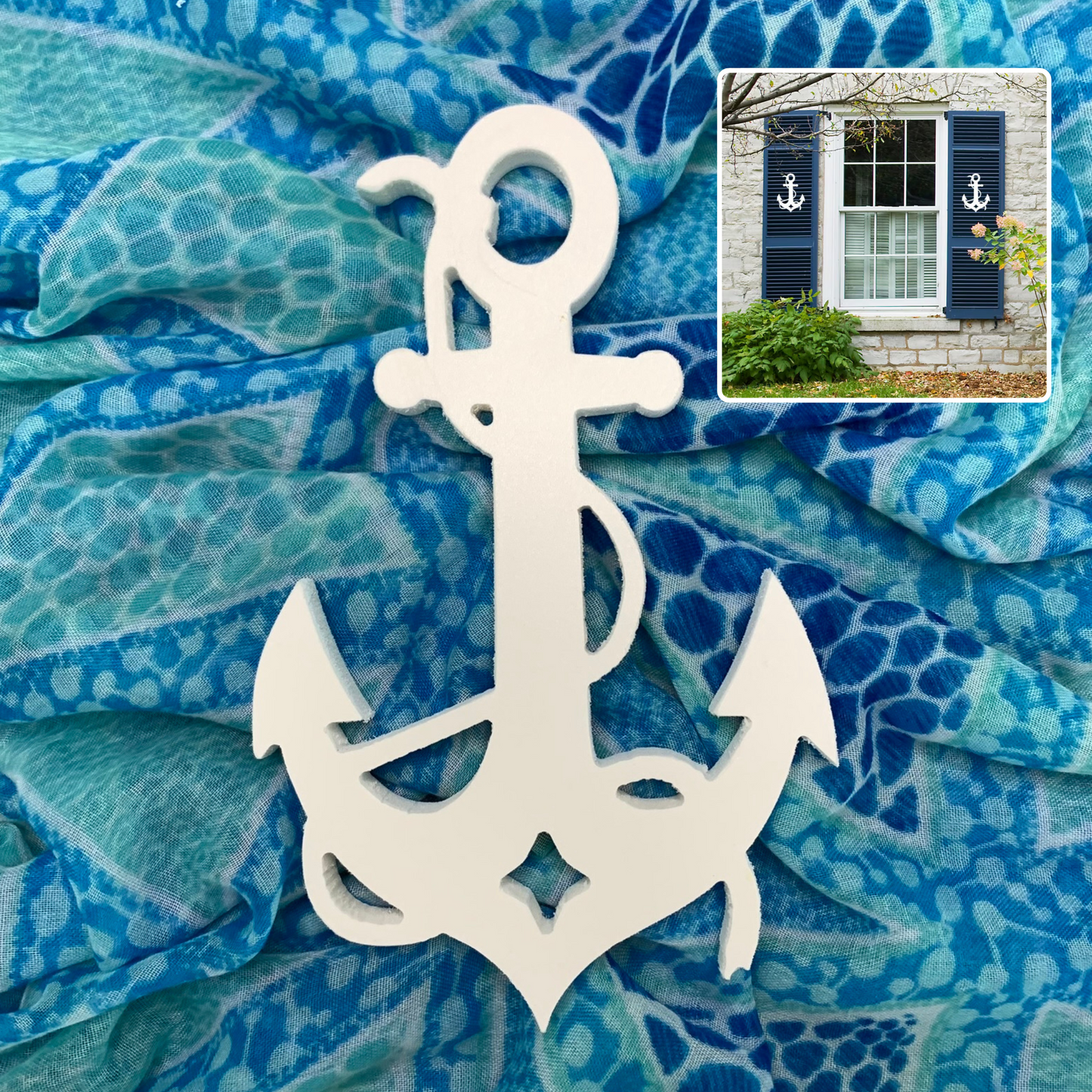Shutter Embellishments - Anchor with Rope Wall Art Small approx 8" x 5", Custom, Outdoor Decor, Coastal, Tropical, Ships Free to Mainland USA