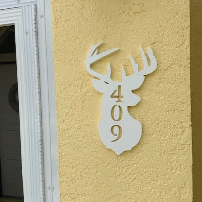 House Number Plaque - Deer, Address Plaque, Custom, Personalized, Housewarming Gift, Tropical, Outdoor Decor, Ships Free To Mainland USA