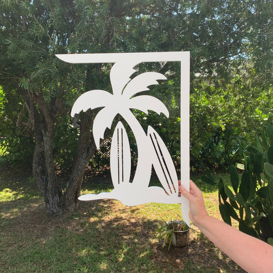 Mailbox Bracket - Palm Tree with Surf Boards - Large 16" x21"