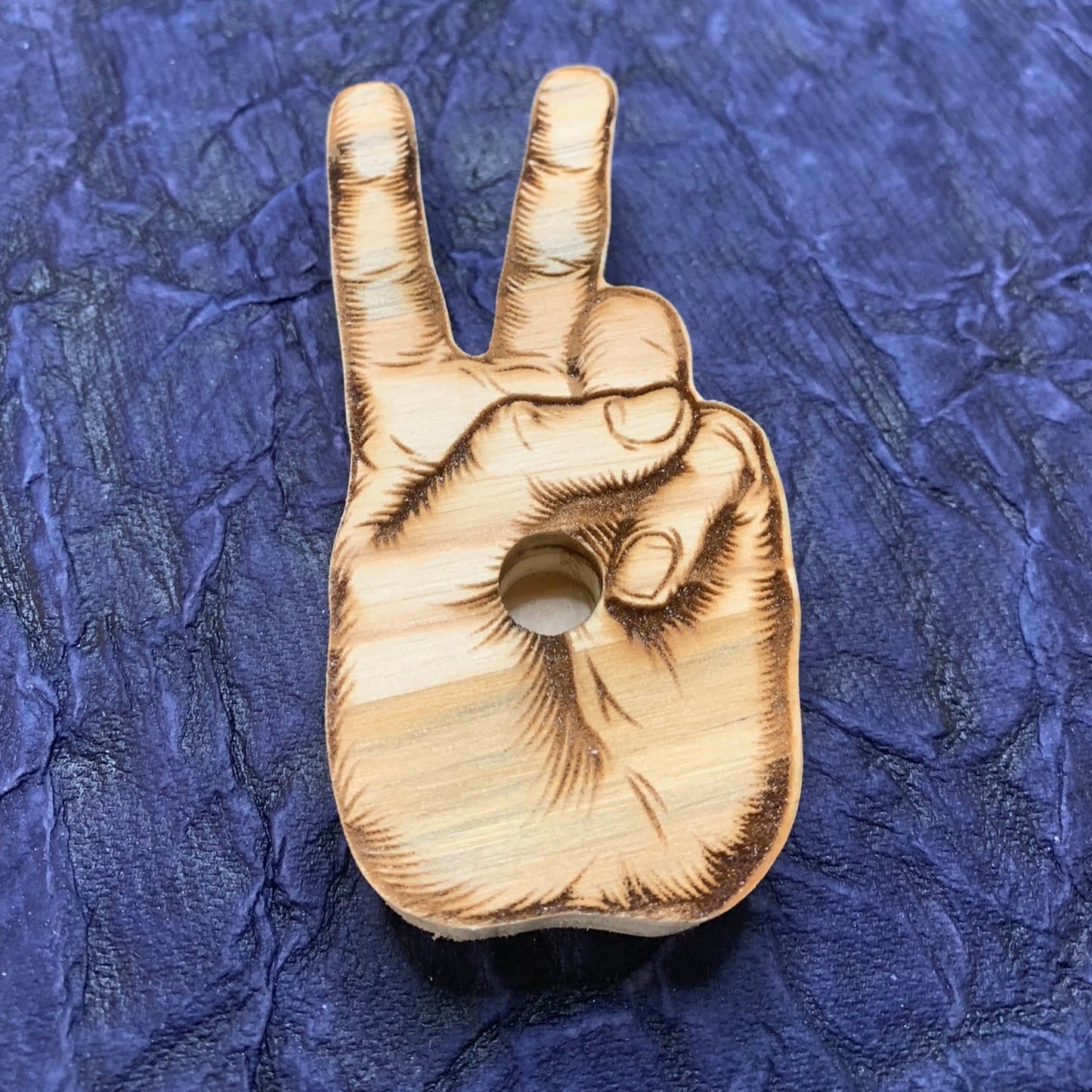 Vape Pen Holder - Peace Sign, V Sign - Solid Wood, Holds 510 Thread Vape Pens &/or Cartridge