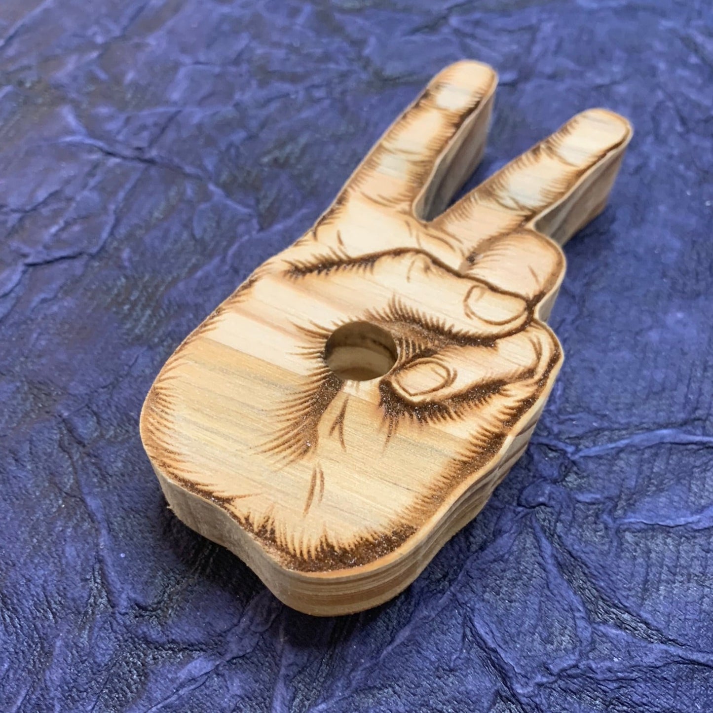 Vape Pen Holder - Peace Sign, V Sign - Solid Wood, Holds 510 Thread Vape Pens &/or Cartridge