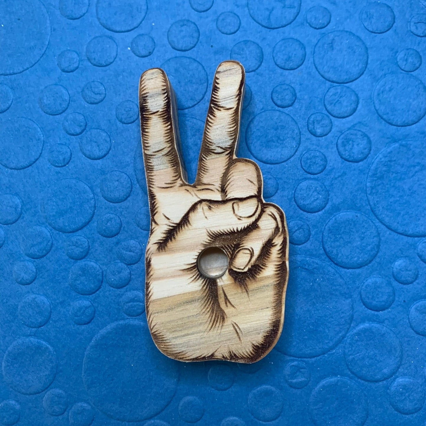 Vape Pen Holder - Peace Sign, V Sign - Solid Wood, Holds 510 Thread Vape Pens &/or Cartridge