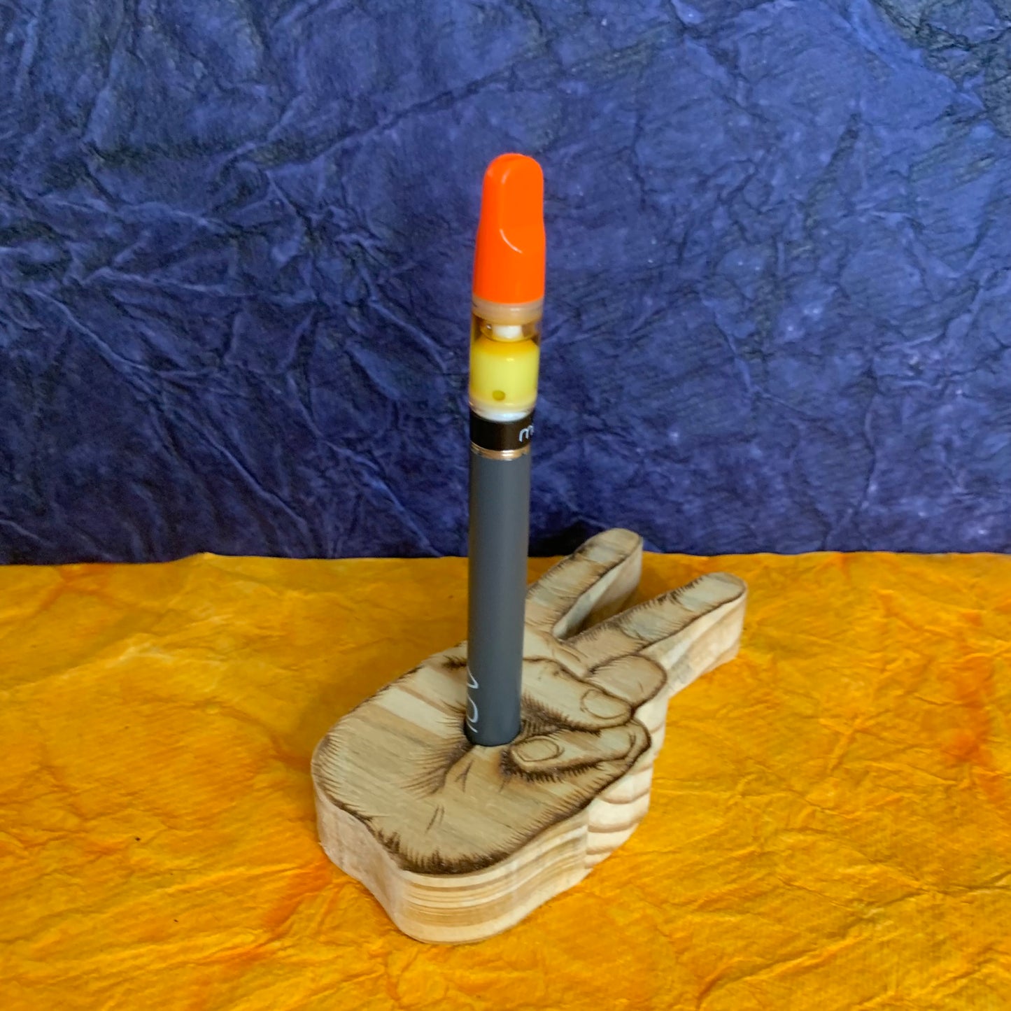 Vape Pen Holder - Peace Sign, V Sign - Solid Wood, Holds 510 Thread Vape Pens &/or Cartridge