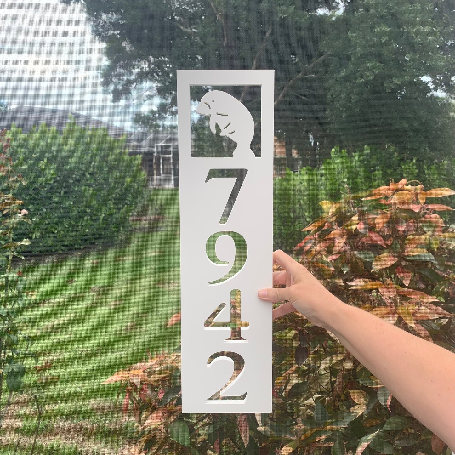 House Number Plaque Boxed - Manatee, Address Plaque, Address Sign, Custom, Personalized, Housewarming Gift, Gift, Outdoor Decor