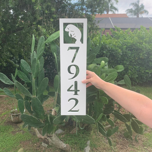 House Number Plaque Boxed - Manatee, Address Plaque, Address Sign, Custom, Personalized, Housewarming Gift, Gift, Outdoor Decor