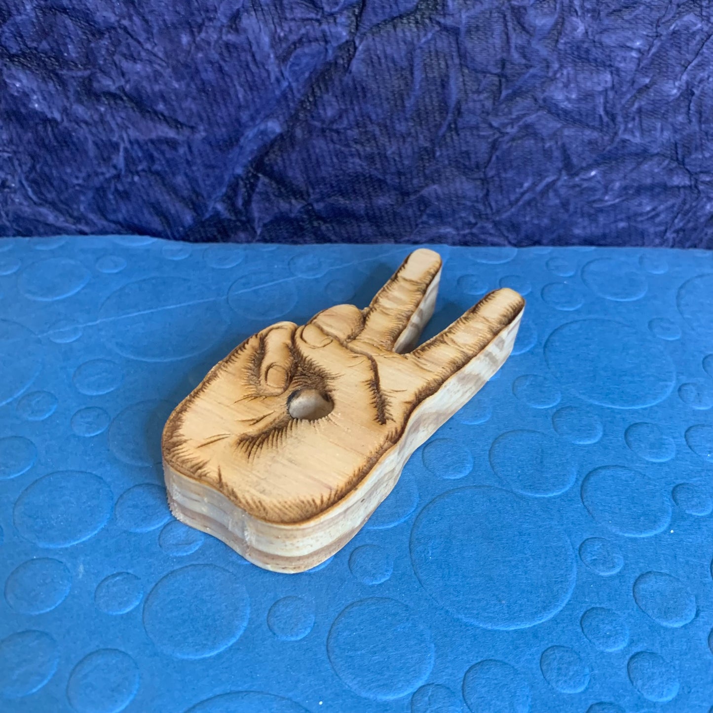 Vape Pen Holder - Peace Sign, V Sign - Solid Wood, Holds 510 Thread Vape Pens &/or Cartridge