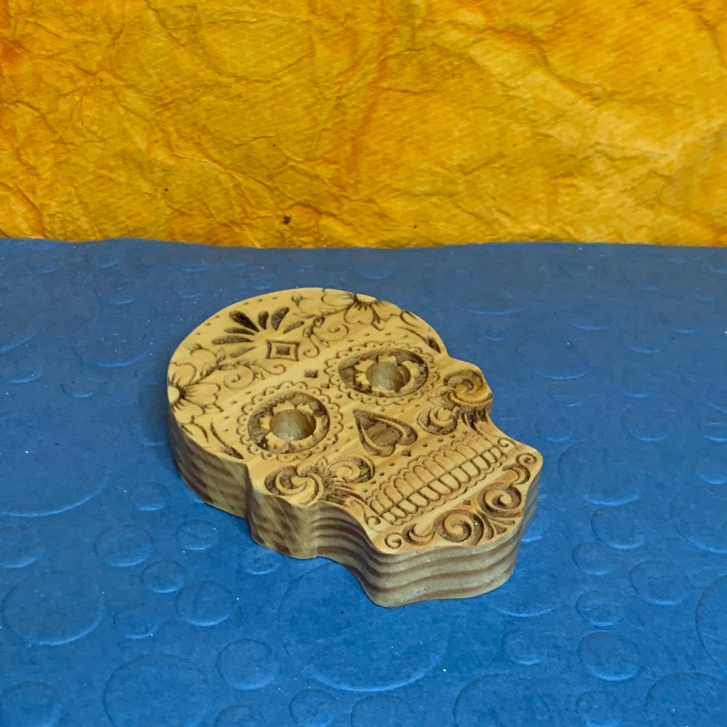 Vape Pen Holder - Candy Skull - Solid Wood, Holds 510 Thread Vape Pens &/or Cartridge