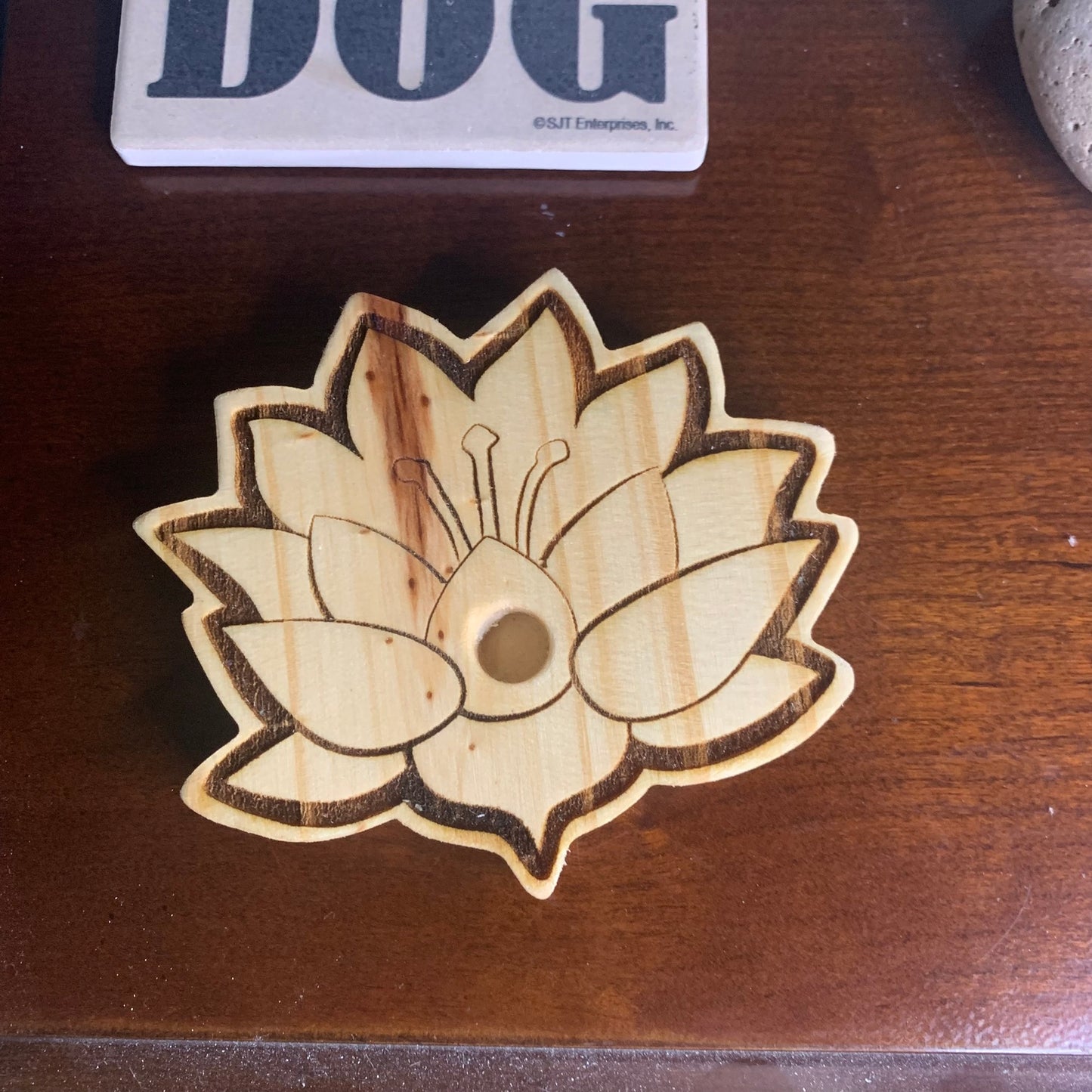 Vape Pen Holder - Lotus Flower - Solid Wood, Holds 510 Thread Vape Pens &/or Cartridge