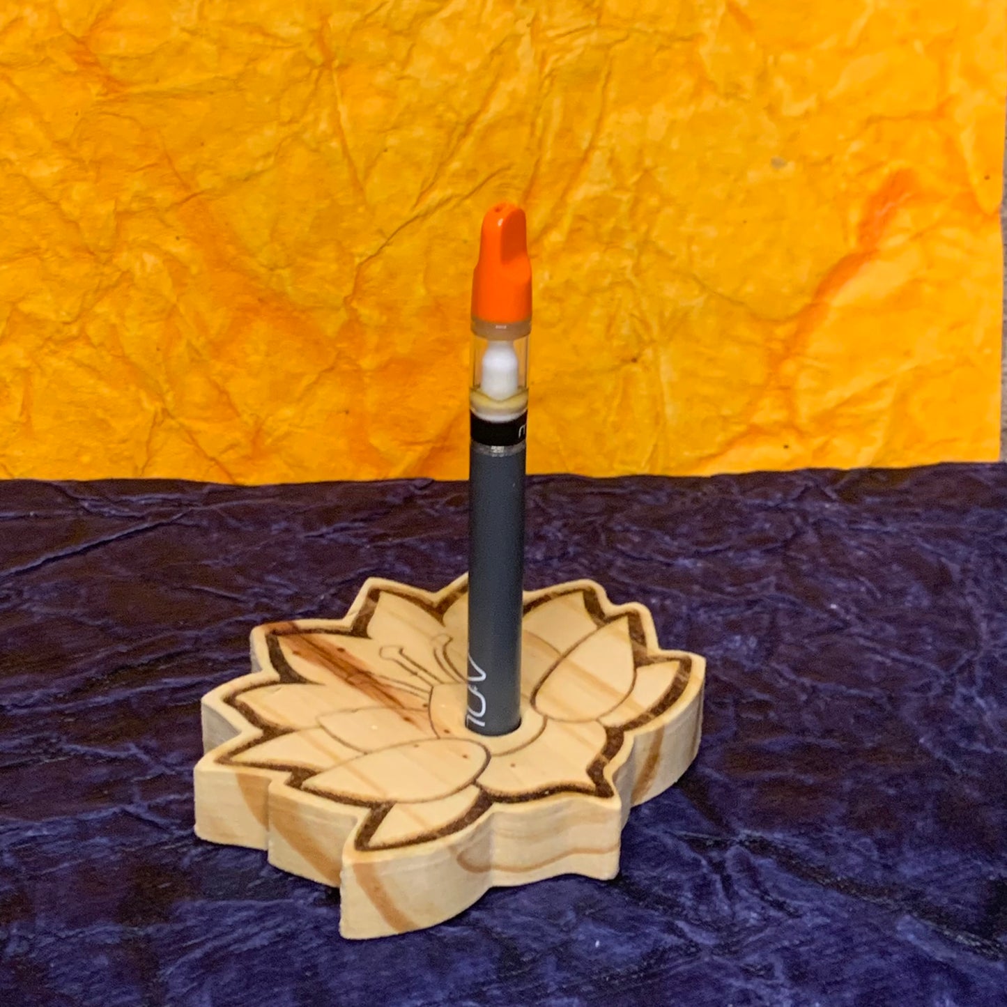 Vape Pen Holder - Lotus Flower - Solid Wood, Holds 510 Thread Vape Pens &/or Cartridge