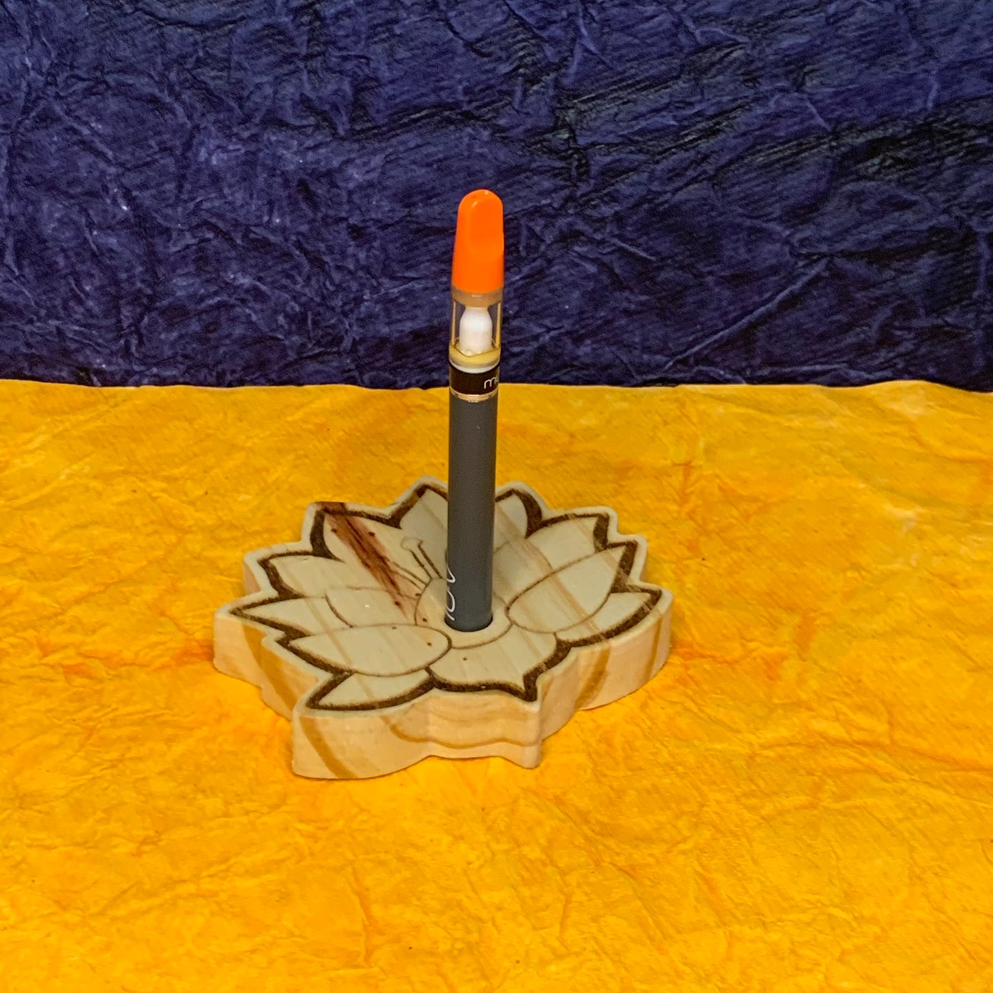 Vape Pen Holder - Lotus Flower - Solid Wood, Holds 510 Thread Vape Pens &/or Cartridge