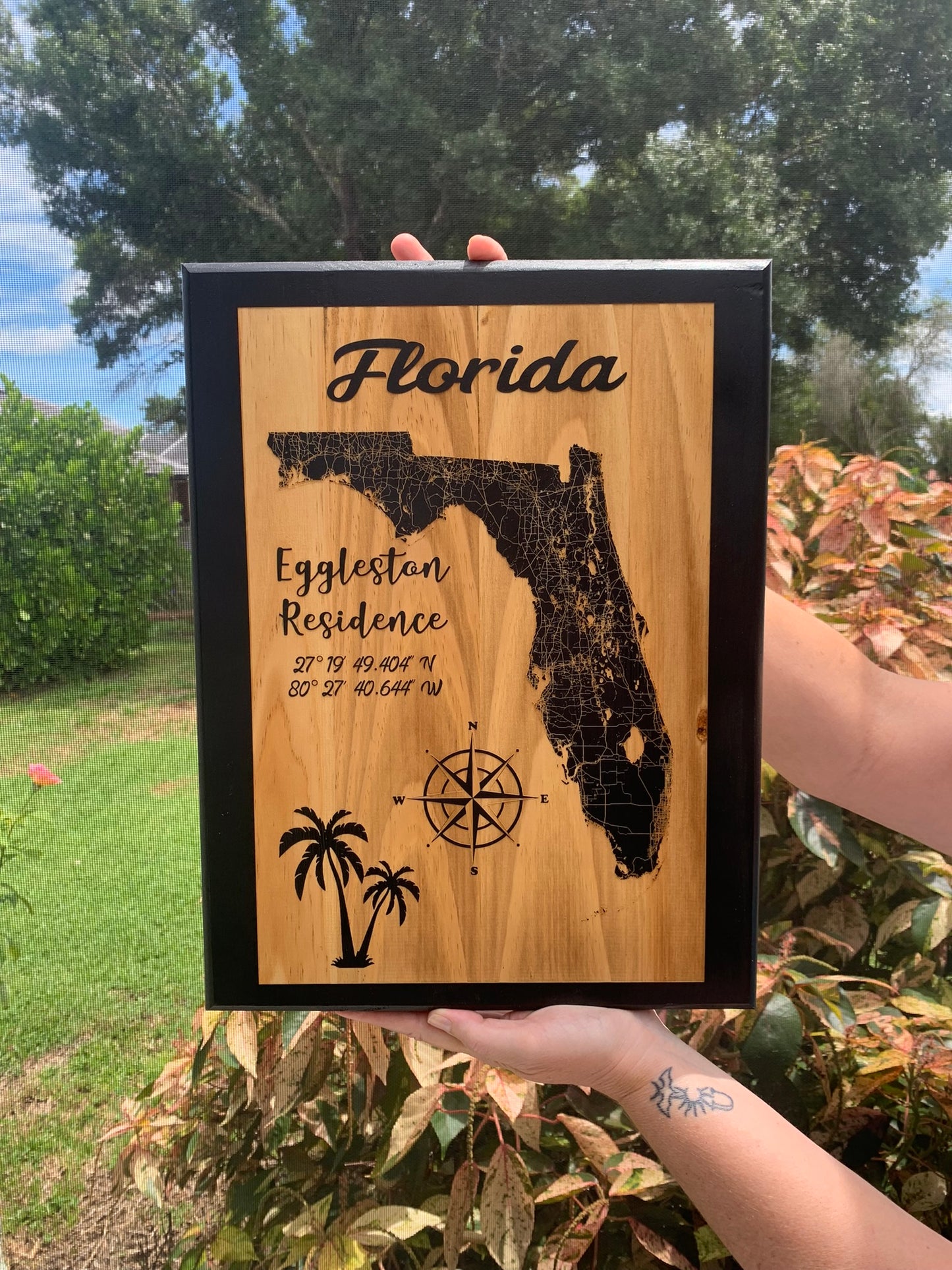 Map Engraved - Florida, Custom Engraving, Wood Wall Art, Laser Engraved, Topographic, Eco Friendly, Custom Map, Custom Gift 18 x 12 inches