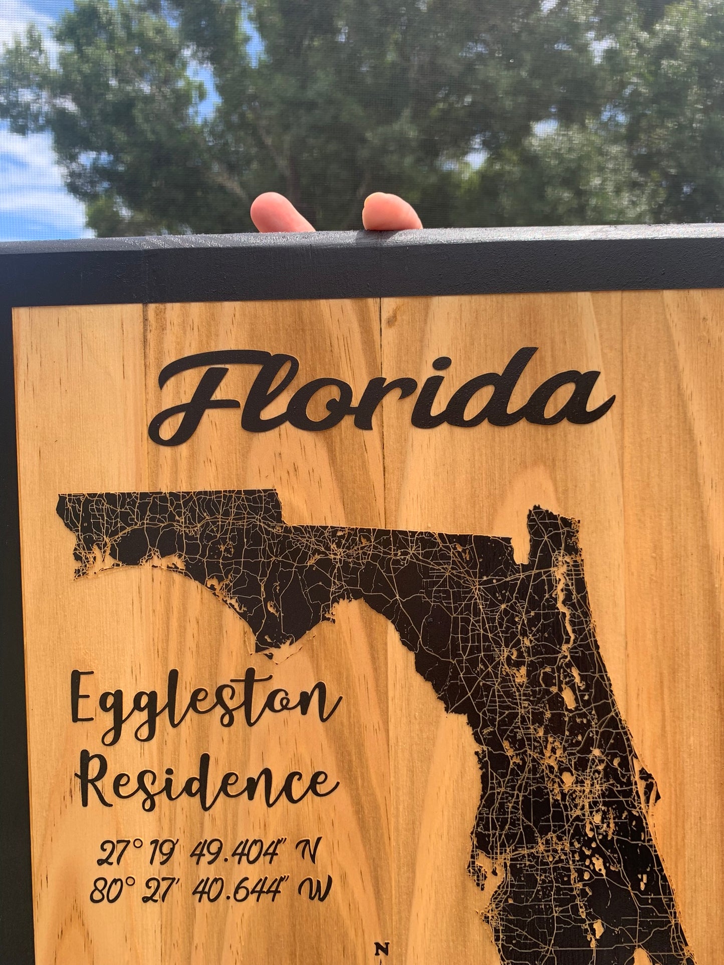 Map Engraved - Florida, Custom Engraving, Wood Wall Art, Laser Engraved, Topographic, Eco Friendly, Custom Map, Custom Gift 18 x 12 inches