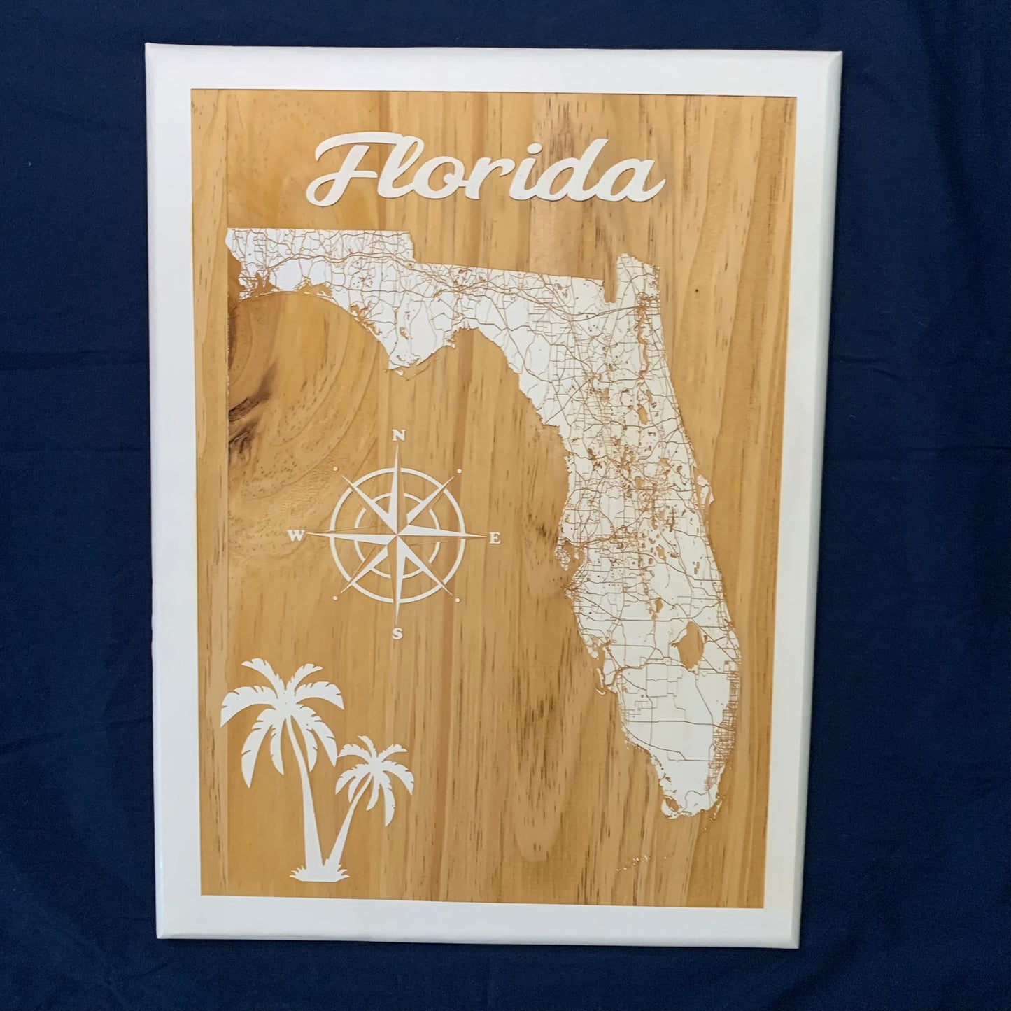 Map Engraved - Florida, Custom Engraving, Wood Wall Art, Laser Engraved, Topographic, Eco Friendly, Custom Map, Custom Gift 18 x 12 inches