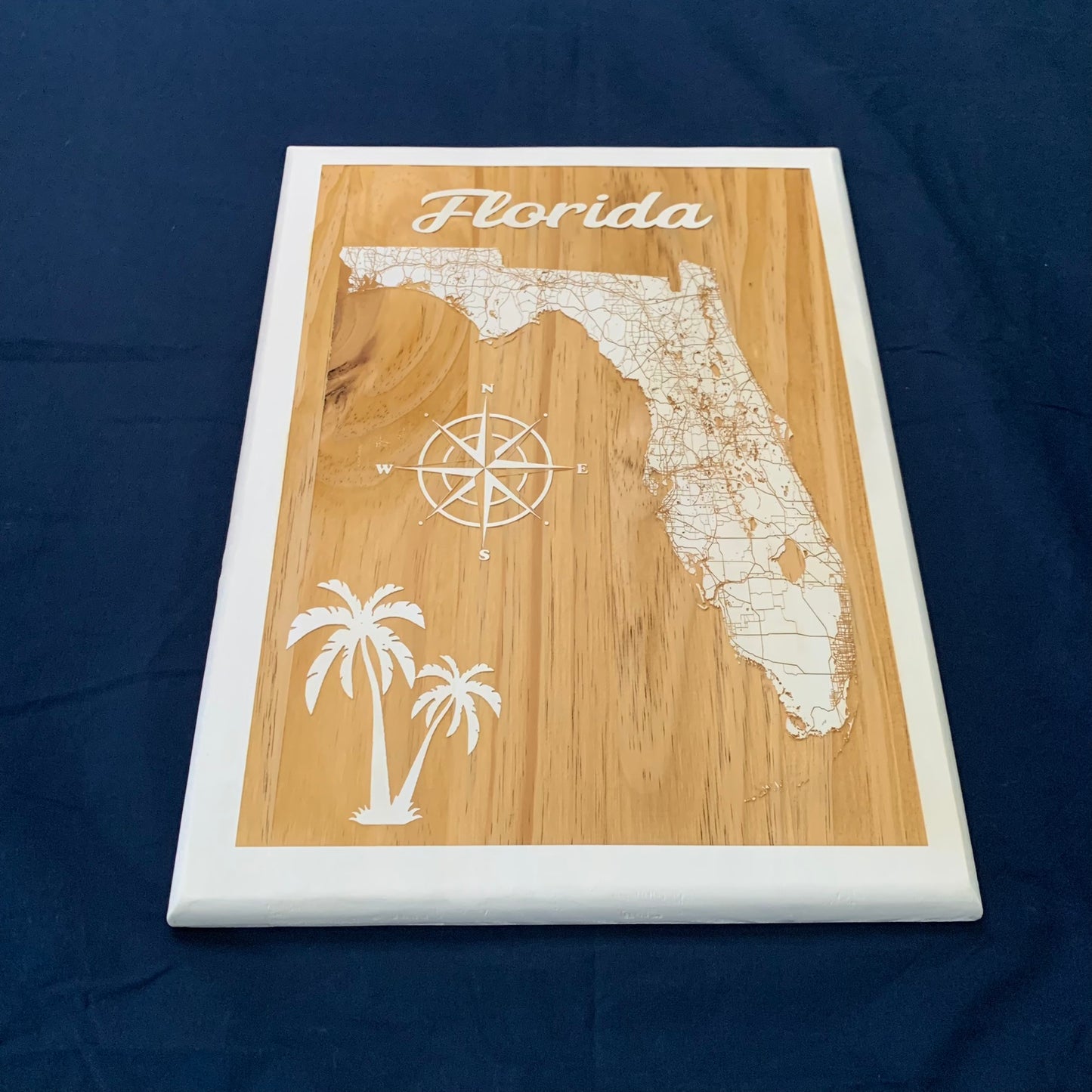 Map Engraved - Florida, Custom Engraving, Wood Wall Art, Laser Engraved, Topographic, Eco Friendly, Custom Map, Custom Gift 18 x 12 inches