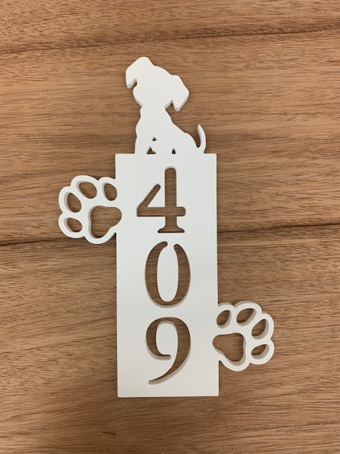 House Number Plaque - Puppy Paws