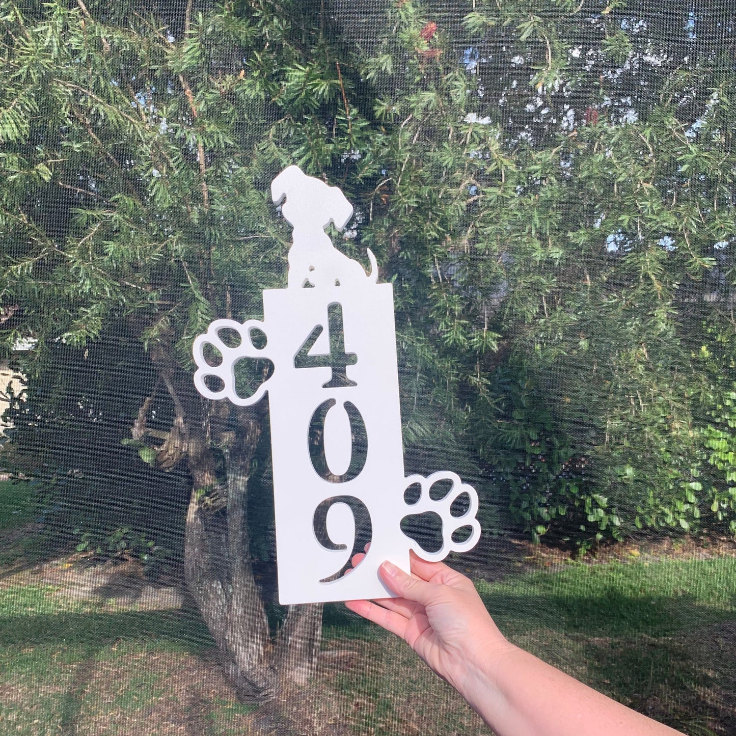 House Number Plaque - Puppy Paws