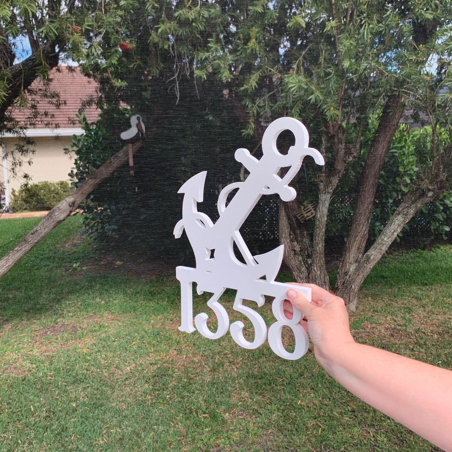 House Number Sign - Anchor with Rope, Address Plaque, Custom, Personalized, Housewarming Gift, Outdoor Decor, Ships Free To Mainland USA
