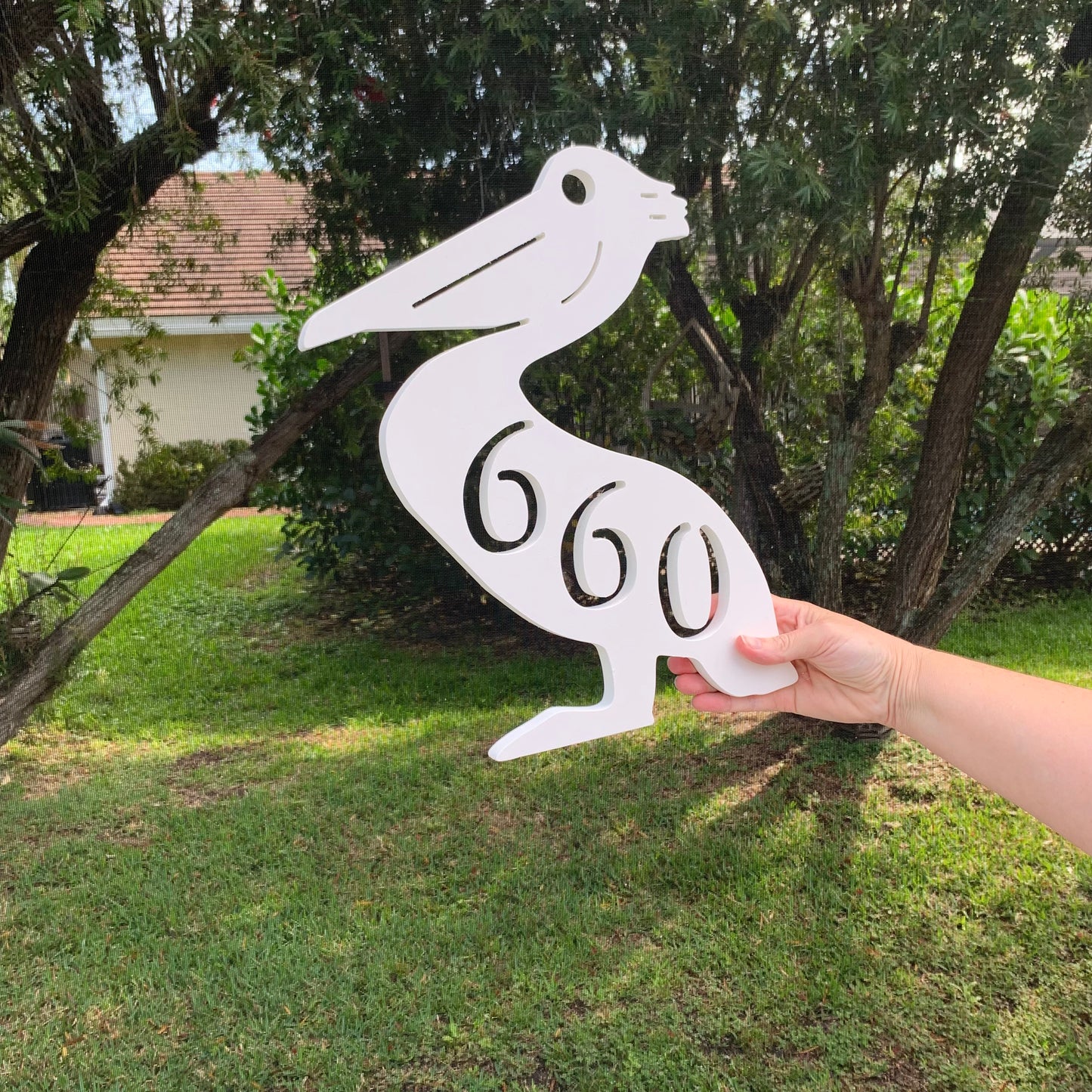 House Number Plaque - Pelican, Address Plaque, Custom, Personalized, Housewarming Gift, Tropical, Outdoor Decor, Ships Free To Mainland USA
