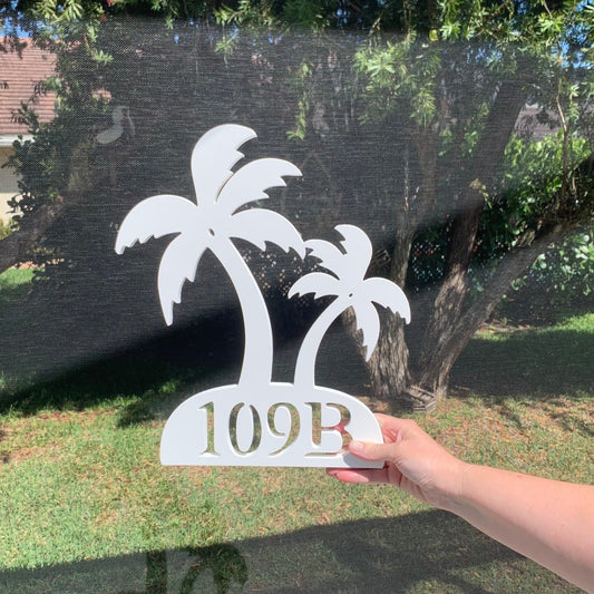 House Number Plaque - Palm Tree Double