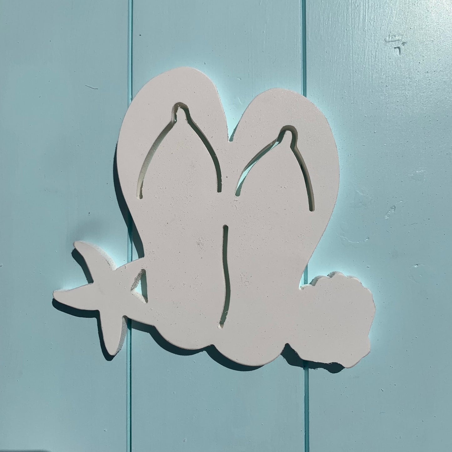 Shutter Embellishments - Flip Flops with Shells Wall Art Small approx 7" x 6.5", Custom, Outdoor Decor, Coastal, Tropical, Ships Free to Mainland USA