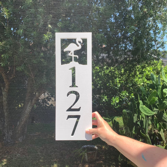 House Number Plaque Boxed - Flamingo, Address Plaque, Address Sign, Custom, Personalized, Housewarming Gift, Gift, Outdoor Decor