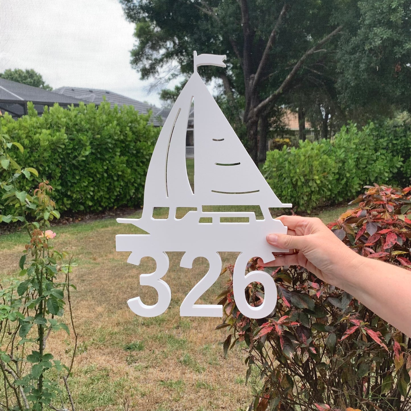 House Number Sign, Sailboat, Address Plaque, Address Sign, Custom, Personalized Sign, Housewarming Gift, Coastal, Tropical, Outdoor