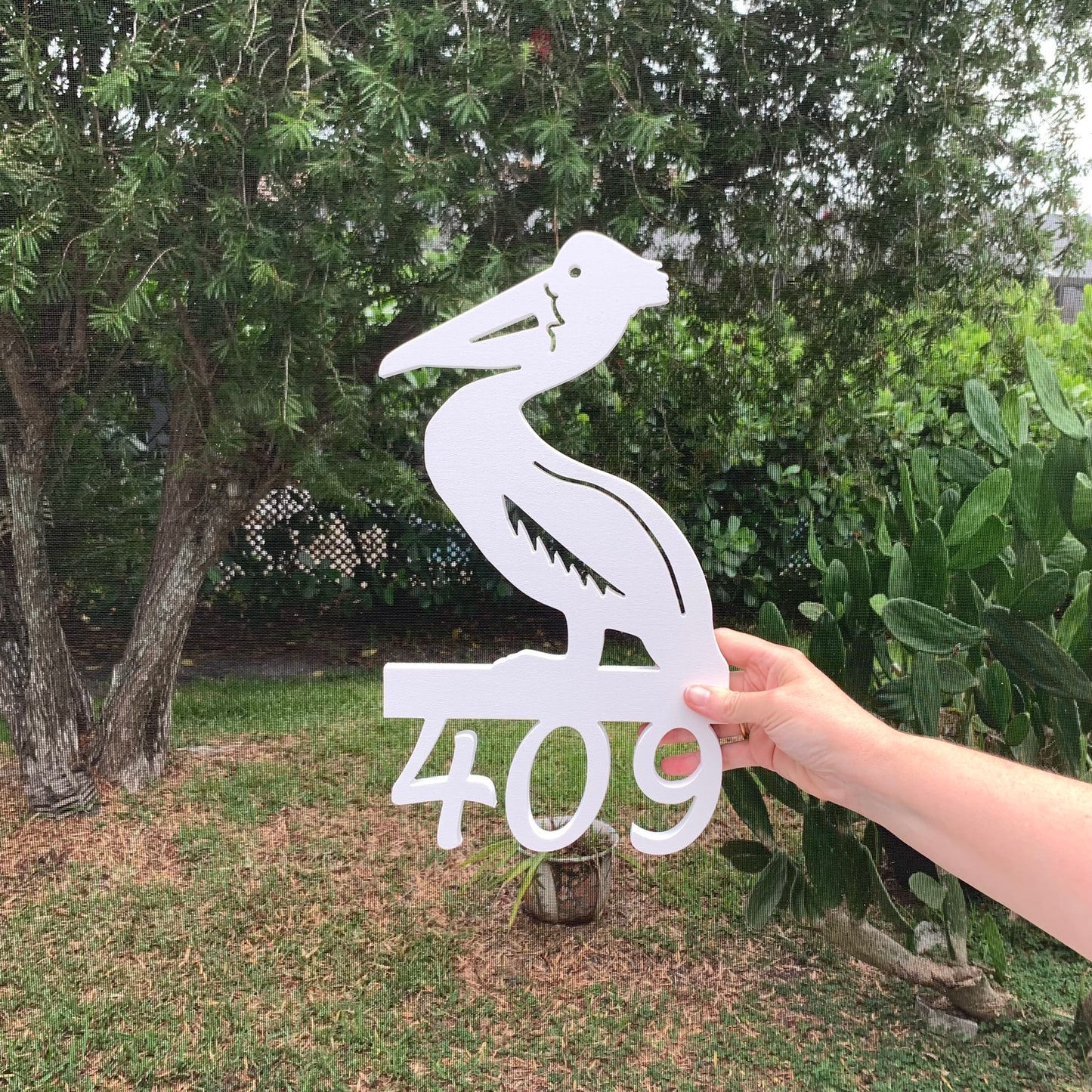 House Number Sign, Pelican, Address Plaque, Address Sign, Custom, Personalized Sign, Housewarming Gift, Coastal, Tropical, Outdoor Decor