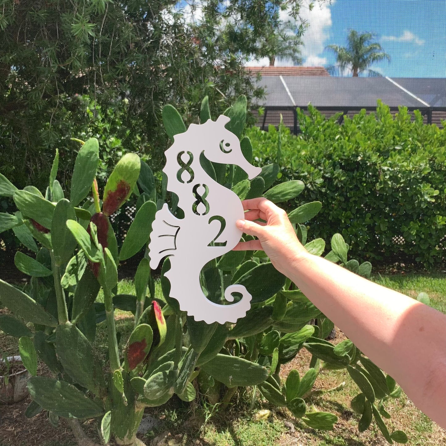 House Number Plaque - Seahorse, Address Plaque, Custom, Personalized, Housewarming Gift, Tropical, Outdoor Decor, Ships Free To Mainland USA