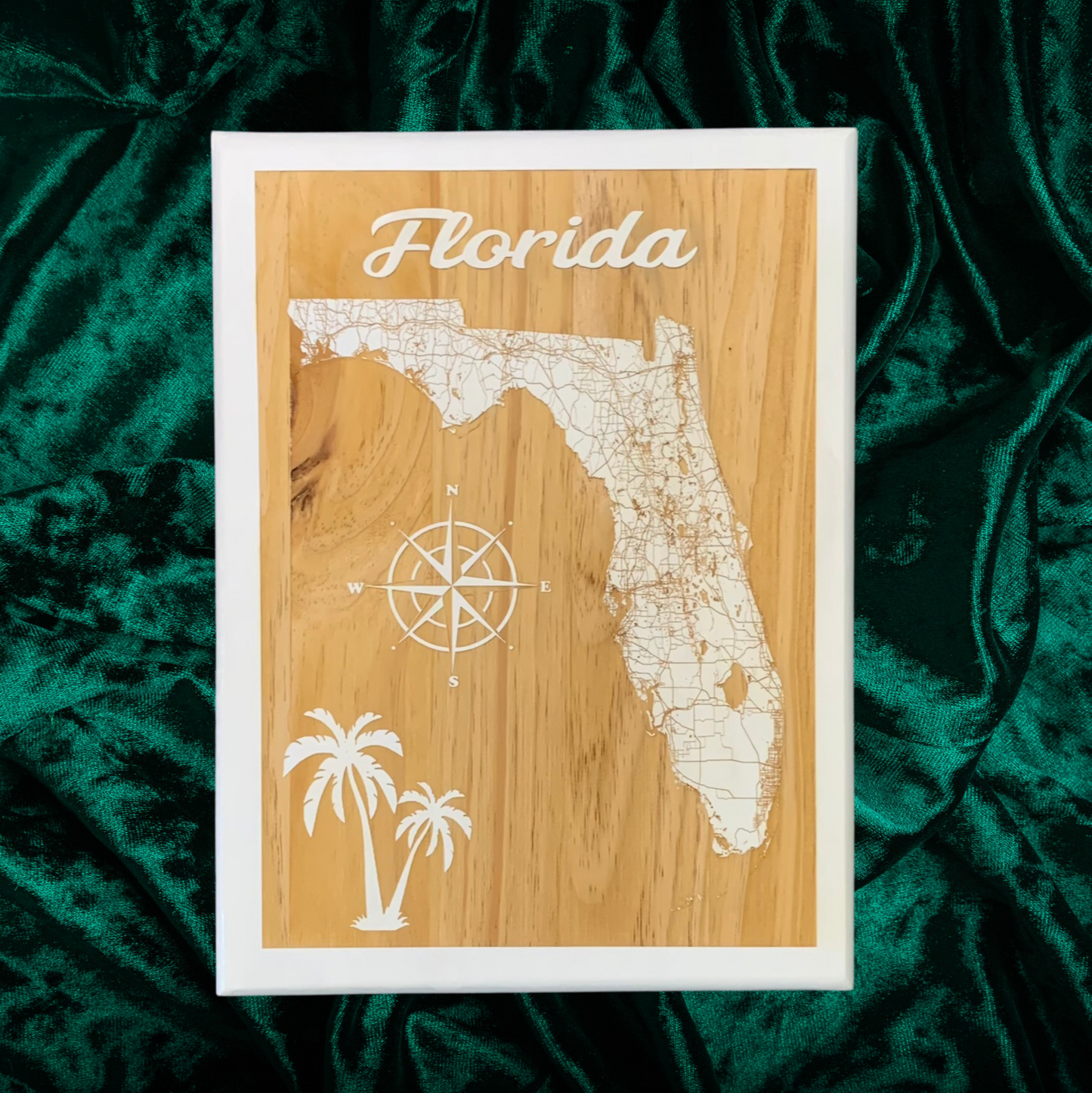 Map Engraved - Florida, Custom Engraving, Wood Wall Art, Laser Engraved, Topographic, Eco Friendly, Custom Map, Custom Gift 18 x 12 inches