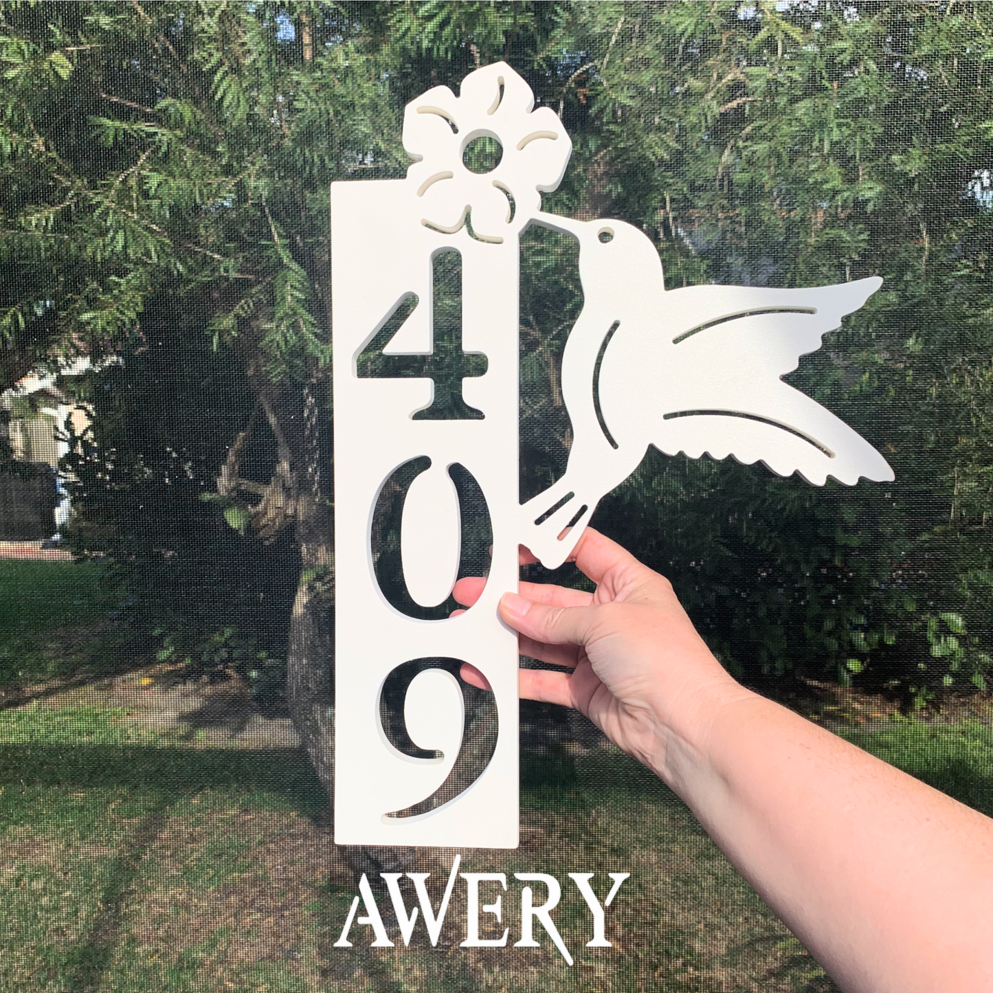 House Number Plaque - Hummingbird