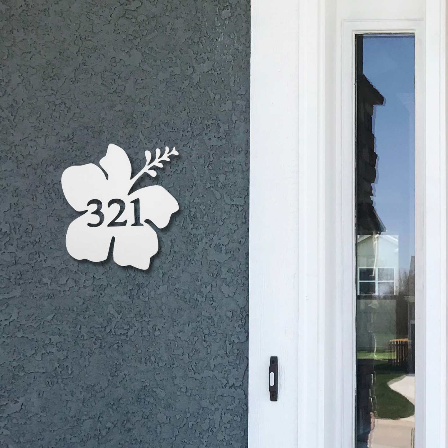 House Number Plaque - Hibiscus, Address Plaque, Custom, Personalized, Housewarming Gift, Tropical, Outdoor Decor, Ships Free To Mainland USA