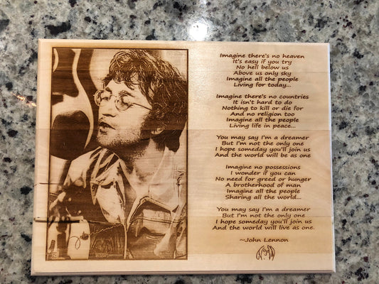 Wall Plaque, John Lennon - Imagine,  Picture and Lyrics