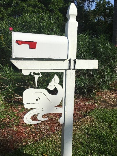Mailbox Bracket - Whale Cute Large 16x21 inch, Custom Mailbox, Coastal, Tropical, Bracket, Outdoor Decor, Mailbox & Post Not Included