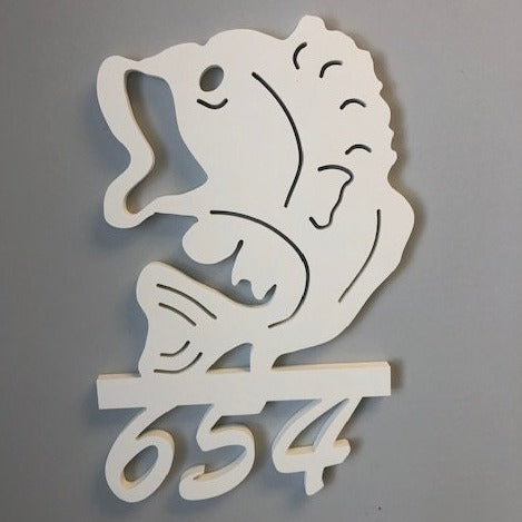 House Number Sign, Largemouth Bass, Address Plaque, Address Sign, Custom, Personalized Sign, Housewarming Gift, Coastal, Tropical, Outdoor