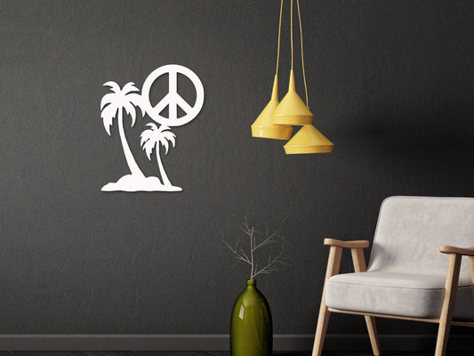 Wall Art, Palm Tree Peace Sign, Tropical, Outdoor Decor, Housewarming Gift, Custom, Coastal, Nautical, PVC Wall Art, Long Lasting